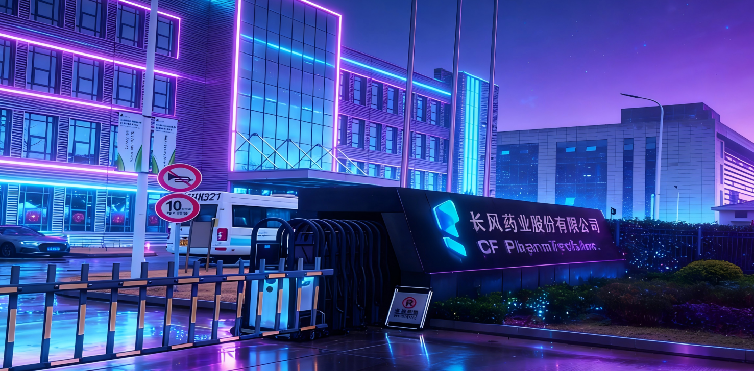 长风药业股份有限公司实验室场景,科研人员正在进行药物研发实验,现代化实验设备